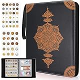 JoyHood Münzsammelalbumhalter – 400 Münzfächer + 15 Geldscheinfächer, Münzdisplay Organizer Aufbewahrungsbuch für 20/25/27/30/38 mm Münzen