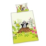 Herding DER KLEINE MAULWURF Kleinkinder-Bettwäsche-Set, Wendemotiv, Bettbezug , 2 Stück , 100 x 135 cm, Kopfkissenbezug 40 x 60 cm, Flanell/Biber, Bunt