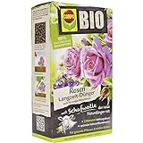 COMPO BIO Rosen Langzeit-Dünger für alle Arten von Rosen, Blütensträucher sowie Schling- und Kletterpflanzen, 5 Monate Langzeitwirkung, 2 kg