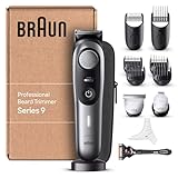 Braun Barttrimmer, Bartschneider/Trimmer/Haarschneider Herren, Haarschneidemaschine Profi, 40 Einstellungen, Ladestation, Reiseetui, Bartschablone, 180 Min. kabellose Laufzeit, BT9440