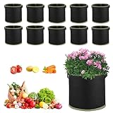 Dhqkqg Pflanzbeutel aus Vliesstoff,10 Stück Kartoffel Pflanzsack aus Vliesstoff,Pflanztaschen 12L mit Griffe,Pflanzsäcke für Tomaten,Gemüse,Blumen,Pflanzbeutel Anzucht für Balkon,Garten,Gewächshaus