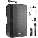 Vonyx VSA700-BP Partybox Bluetooth Lautsprecher Groß 1000W, 8 Std Akku, Headset und Mikrofon, Mobile PA Anlage Komplettset mit Fernbedienung - Mobile Musikbox Groß, USB, SD, MP3, Schwarz
