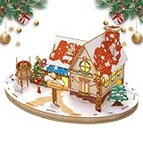 3D Haus Puzzle - Weihnachtsdekorationen, Puzzle Bastelset | Montage Modellbau Kit für Tisch Mittelstück Dekoration, stabiles detailliertes 3D Holz Puzzle für Wohnkultur u