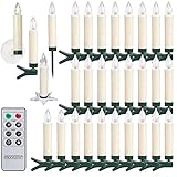 Monzana® Christbaumkerzen LED Kabellos 30er Set Batterie Timer Fernbedienung Echtwachs Optik Lichterkette Weihnachten Flackernd Warmweiß Tannenbaum