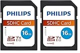 Philips Ultra Speed SDHC Card 16 GB UHS-I U1, Lesegeschwindigkeit bis zu 80 MB/s, V10, Speicherkarte für Kameras, Tablet, PC, Card Reader, Full HD Video (Packung mit 2)