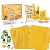 BuzzoXerex Kerzen Selber Machen Set Kinder, 24PCS Gelbe Bienenwachsplatten, Wachsplatten für Kerzen mit Geschenkbox (20 * 20 cm) Weihnachtsgeschenke für Familie, Freunde und Kinder