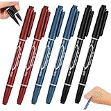 6 Stück Tattoo-Marker für die Haut 5, 4 Doppelköpfiger Henna-Stift mit dicker und feiner Spitze Tragbare Hautmarker für Tätowierungen, Rot + Schwarz + Blau Körper für