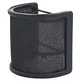 LEAGY Metall Mesh und Schaumstoff-Schicht Mikrofon Cover Handheld Mikrofon Pop Filter Windschutzscheibe Wind Screen Studio Shield Halterung, Schwarz