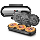 FOHERE King Size Waffeleisen, 15 Herzwaffeln in 2 Minuten, Herzwaffeleisen mit 3 Antihaftbeschichteten Backflächen für klassische Herzwaffeln, Backampel, Edelstahl, ideal für Familie & Party (silbern)