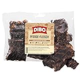 DIBO Pferde-Fleisch, 250g-Beutel, der kleine Naturkau-Snack oder Leckerli für Zwischendurch, Hundefutter, Qualitätskauartikel ohne Chemie