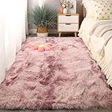 XUEDNGM Teppich Wohnzimmer Plüsch Teppich 85 x 345 cm Teppich rutschfeste Dekoration Carpet Teppiche Pflegeleicht Und Einfarbig, Weich Modern Unifarben für Wohn Schlafzimmer, lila rosa