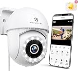 Menborn Überwachungskamera Aussen 2.5K, Kamera Überwachung Außen 360° Sichtbereich mit Starlight Farb-Nachtsicht, IP Kamera Outdoor mit Flutlicht, Zwei-Wege-Audio, Sirene, Funktioniert mit Alexa