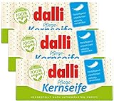 dalli Pflanzliche Kernseife – Hergestellt nach altbewährtem Rezept – Hautpflegend, unparfümiert, vielseitig verwendbar, vegan – 9 x 125 g