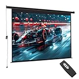 INMOZATA Motor Leinwand Beamer Elektrisch 207cm, Bild 181 x 136 cm(92 Zoll), Format 4:3, Fernbedienung, Deckenmontage & Wandmontage Projektor Leinwand für Heimkino Büro Schule Präsentationen-Schwarz