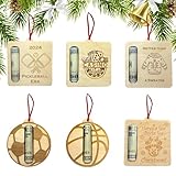 Weihnachtsschmuck für Bargeld, Weihnachtsständer für Bargeld, 6 x Geldscheinhalter aus Holz, lustige Ornamente für Geld, Baum-Anhänger
