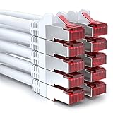 deleyCON 10x 0,25m CAT6 Patchkabel S/FTP PIMF Schirmung CAT-6 RJ45 Netzwerkkabel Ethernetkabel LAN DSL Switch Router Modem Access Point Patchfelder - Weiß