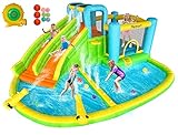 FBSPORT hüpfburg Outdoor mit gebläse 545 x 365 x 218 cm hüpfburgen Kinder aufblasbare hüpfburg draußen XXL Outdoor für Erwachsene groß hüpfburg mit rutsche geeignet für Kinder grün