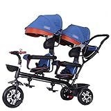 Gute Qualität Kinderwagen Buggys Doppel Kinder Dreirad Doppel Baby Fahrrad 1-3-5 Jahre alt Baby Light Trolley Großen Kinderwagen Baby Standardkinderwagen (Color : Blue, Größe : A)