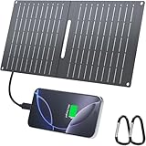 Ecosonique 15W Solar Ladegerät für Handy, IP67 Wasserdicht Faltbar Solarpanel für Handy,mit USB-A/USB-C für Camping Backpacking Kompatibel mit Handy, iPhone, Samsung Galaxy, Google Pixel, LG