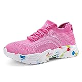 HENRVIEG Damen-Sneaker, Laufschuhe, leicht, atmungsaktiv, bequem, Sport, Outdoor, Fitness, Fitnessstudio, Sportschuhe, Rosa, 36 EU