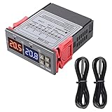 STC-3008 Digitaler Temperatur Regler Thermostat AC 110V-230V mit doppelter NTC-Sondensonde Kühler Heizung für Tiere Heizmatte,Inkubator Hühner Heizfolie Reptilien Amphibien