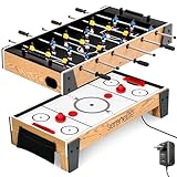 SereneLife Multifunktionstisch, Spieltisch 2in1 Airhockey Tisch & Mini Tischkicker, Air Hockey Spieltisch mit Tischfußball mit 2 Kickerbälle & 2 Pucks, Kickerbälle Kinder & Erwachsene Platzsparend