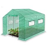 SUBTLETY 6㎡ Foliengewächshaus Winterfest 3x2x2m Gartengewächshäuser Set inkl. 4 Fenstern & Verzinktes Rohr & Gitternetzfolie Treibhaus Klimakontrolle Anzuchthaus Tomaten Gewächshaus für Garten