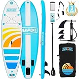 Overmont Aufblasbares SUP Board Set - Stand Up Paddle Board mit Paddleboard Zubehör - Einschließlich Verstellbares Paddel Pumpe Abnehmbarer Flosse Surfboard Leash Wasserdichter Taschenrucksack