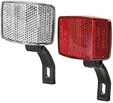 cyclingcolors Fahrrad Reflektoren Set Weiß Front vorne + rot Rear hinten rennrad MTB Frontstrahler Rückstrahler Kunststoffhalter