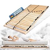 Coemo Lattenrost starr Ergo NV 120 x 200 cm 7-Zonen 28 Leisten Mittelzonenverstellung, Härtegrad einstellbar auch für Doppelbetten - für alle Matratzenarten | Schlaftypen