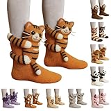 Damen 3D Stricksocken Tieren Animal Socks Simulation Handgehäkelte Tiersocken Doppellagige Baumwolle Winter Warme Umarmung Kuschelsocken Weihnachten Unisex Erwachsener Kind Kuschelig Zuhause Socken