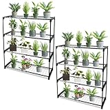 DIVCHI 4-stöckiges Gartenregal | Gewächshausregal | Schuppenregal | Pflanzenregale | Garagenregal | Gewächshaus-Inszenierung – einfache Montage ohne Werkzeug (2 Stück) (Blumentöpfe nicht im