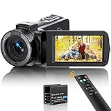 Ahlirmoy Videokamera Camcorder FHD 1080p 36MP Vlogging Kamera für YouTube IR Nachtsicht 30FPS Digitalkamera 3,0'' 270°Drehbarer IPS Bildschirm Kamera mit 16X Digitalzoom, Fernbedienung, 2 Batterien
