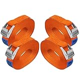 Zurrgurt Spanngurt Befestigungsgurt Klemmverschluss Befestigungsriemen orange - belastbar bis 250 kg DIN EN 12195-2, 4er Pack 2.5 cm x 6 m