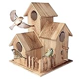 Nistkasten Meise Bausatz, Vogelhaus Wetterfest aus Holz, Nistkasten Wellensittich, Vogelhäuschen Blaumeise Rotkehlchen aus Massiv Holz mit 35mm Einflugloch Vogelfutterhaus Vogelständer Shelter