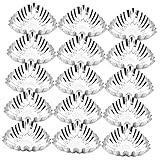 BEBEMOKO 20 Stück Edelstahl-Eierkuchenformen, Mini-Tarte-Muscheln, Mini-Kuchendosen, Eierkuchenformen, Tarteform, Silber-Pfannen, Tortenformer, Folie, Keksformen, Dose, Quicheform, Silber