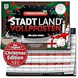 DENKRIESEN Stadt Land VOLLPFOSTEN® - Christmas Edition | ab 9 Jahren mit 26 neuen Kategorien | Stadt Land Fluss | Weihnachtsspiele | Xmas | Familienspiel - Adventskalender Füllung | Wichtelgeschenk
