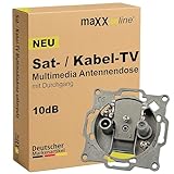 maxx.onLine Sat-Dose & Multimediadose unterputz, Kabelfernsehen TV Dose, unicable/Einkabel tauglich, Antennendose, Kabelanschlussdose, Kabelmodem kompatibel, TV Steckdose, 10dB Durchgangsdose