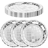Wanmu 25Pcs Disco Party Pappteller Partygeschirr Partyteller Einmalgeschirr Pappteller Papierschalen für Feste und Feier Geburtstag Hochzeit Weihnachten Kindergeburtstag