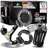 STAHLWALL E Scooter Schloss mit Tasche - maximale Sicherheit, feuergehärteter Stahl, Handschellenschloss für E Roller & Fahrrad