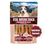 DeliBest Vital Natura Snack Wildlachsöl I Omega3 I Kausnack für Hunde I für jedes Alter I auch zur Zahnreinigung geeignet I natürlicher Kausnack I 200g Packung