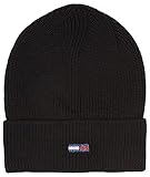 Tommy Jeans Damen Strickmütze Flag Wintermütze, Schwarz (Black), Onesize