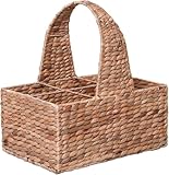 VIVANNO Stella Flaschenträger aus Wasserhyazinthe - Naturgeflochtener Flaschenkorb, 6 Flaschen, 39x36x26 cm, Tragegriff