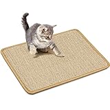 PETTOM Kratzmatte Katze, Kratzteppich Sisal, Kratzbretter Boden rutschfest, Natürlicher Sisalteppich für Katzen (30×40cm, Braun)