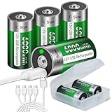 Palogreen 6 Stück Aufladbare Baby C Akku USB 6000mWh - 1.5V/Lithium Wiederaufladbare batterien C Akku hohe Kapazität Mit Typ C Ladekabel, 3 Stunden Schnellladung