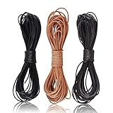 5M x 1mm Lederschnur Lederband aus echt Leder, Klassik Vintage Band Faden für DIY Armband Halskette Schmuck Handwerk, Schwarz/Braun/Natur Farbe von SOSMAR
