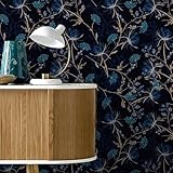 YarnAdventures Retro-Blumenmuster Vinyl Wrap Wasserdicht Wallpaper,Klassische Blumenrebe,Selbstklebende Tapete Klebetapete Schrankpapier Wandverkleidung Dekorfolie Wohnzimmer,40x250cm