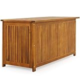 Casaria® Gartenbox Holz Akazie 205L Deckel 160kg Belastbarkeit Wetterfest Auflagenbox Aufbewahrungsbox Garten Balkon Wintergarten Sitztruhe 115x50cm
