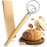 KRUSTENZAUBER Dänischer Schneebesen für perfekten Teig im Handumdrehen - Hochwertiger Teigbesen als Brot backen Zubehör - Teigrührer, Teigkneter, Teigmischer, Danish Whisk als Brotbackzubehör