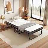 vutizal 90x190 cm Klappbett mit 10 cm Memory Foam Matratze – Schwer Belastbares Gästebett bis 150 kg, Stabiles Metallgestell mit Rollen & Staubschutzhülle